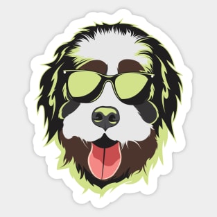 Bernedoodle Face Neon Light Color Sticker